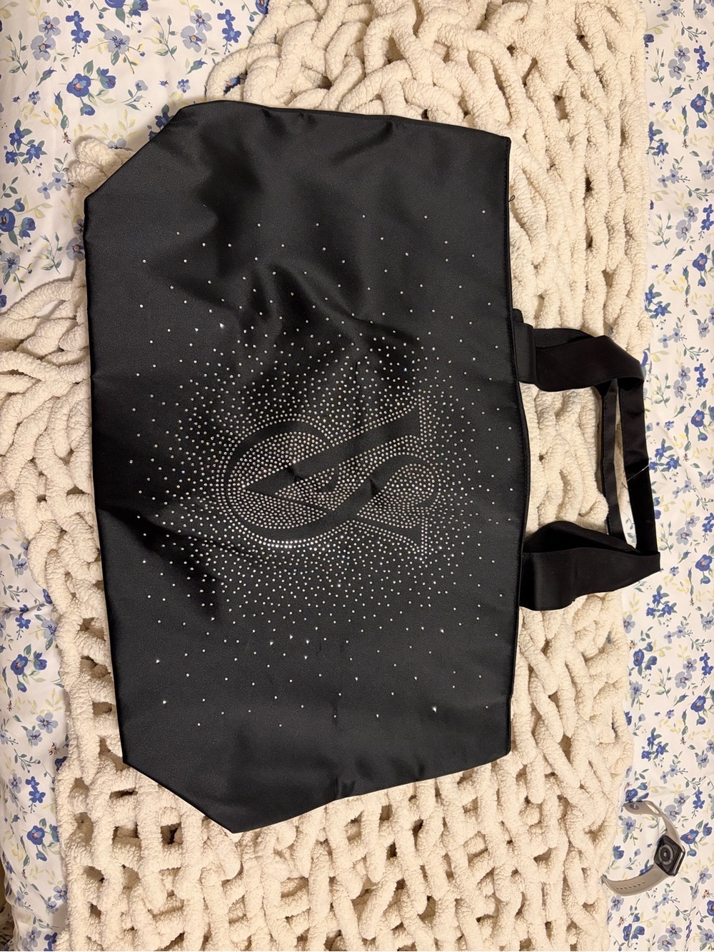 Victoria's Secret Black Tote with Rhinestone Logo